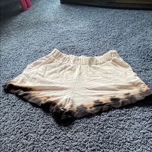 Electric & Rose Cream Soft Cotton Shorts with a Tie Dye Hem